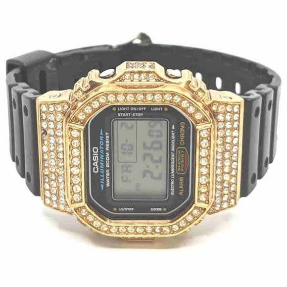 Casio Custom Gold Plated Crystal  DW-5600E G-SHOCK - Picture 2 of 12